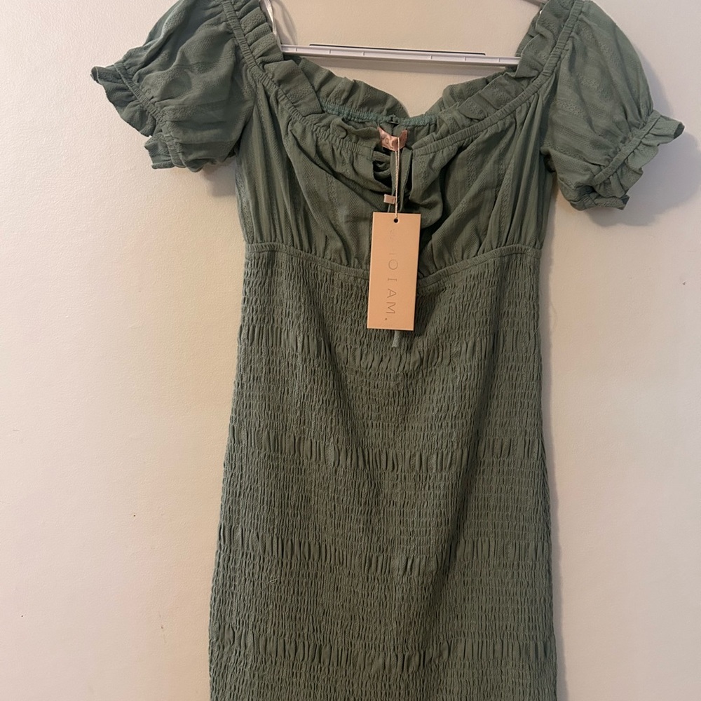 Olive Green Off-Shoulder Mini Dress